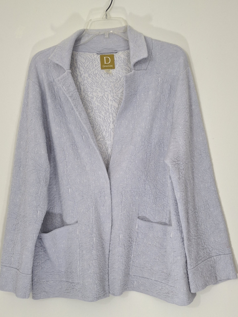 Damask Light Gray Relaxed Open-Front Blazer, XL